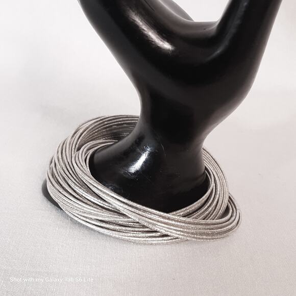 Chunky Bracelet 48 Silver Tone Ultra Thin Intertwined Bangles - Picture 3 of 8